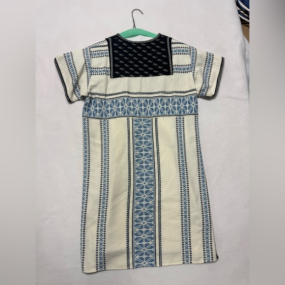 SEA EMBROIDERED MINI DRESS Ivory and Navy Blue - Picture 4 of 10